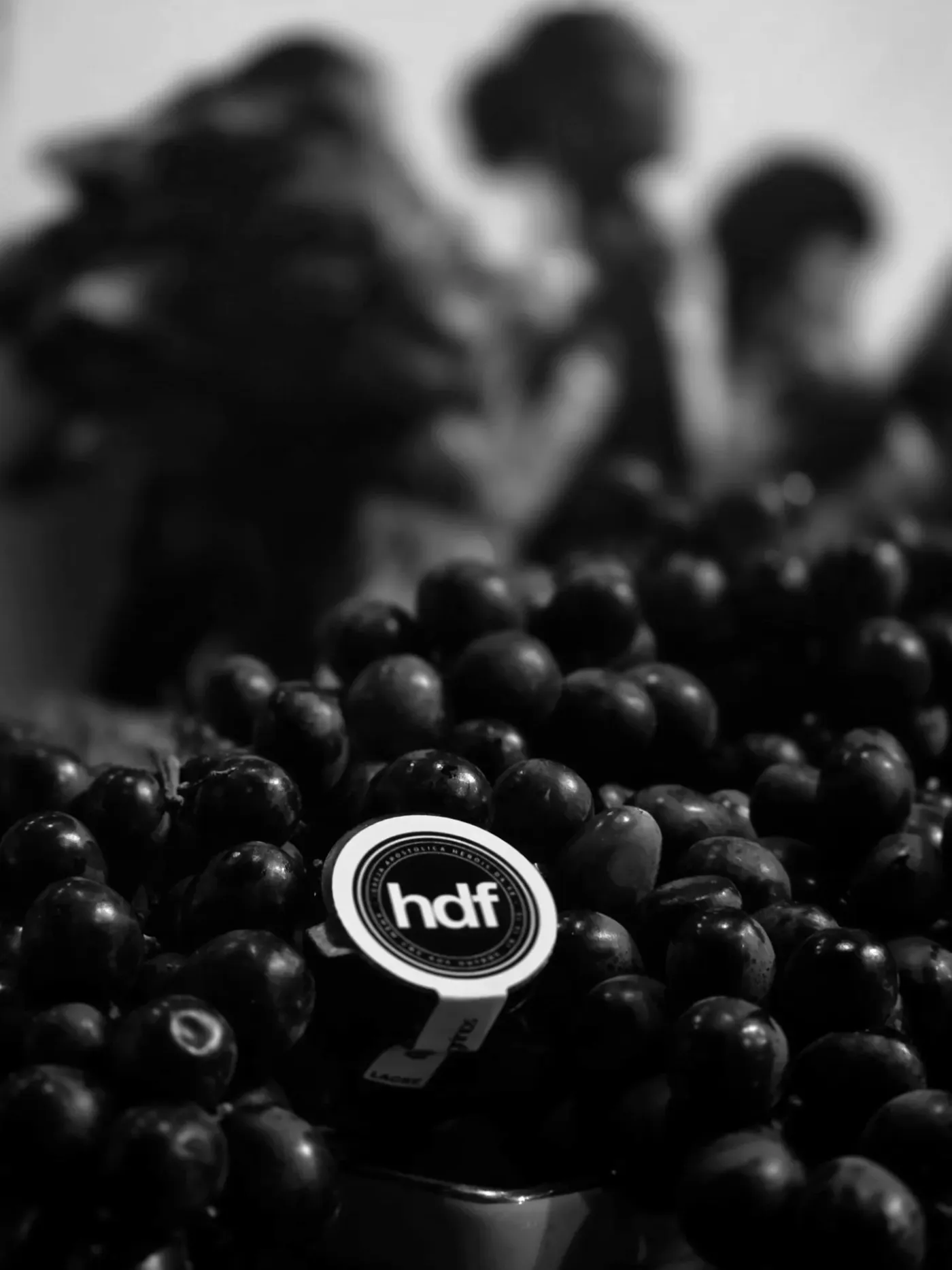 Uvas da Santa Ceia com o selo hdf em primeiro plano.